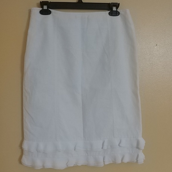 😎2 for $17😎 SILKLAND White Linen/Cotton Lined Skirt 6 - Picture 4 of 4